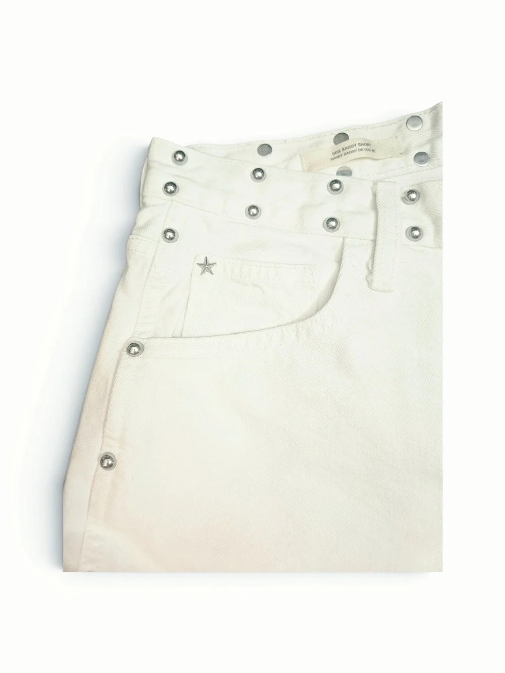 Universal Thread White Studded Denim 90s Baggy Shorts Size 4